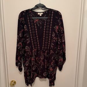 Style & Co Black and Red Paisley Blouse